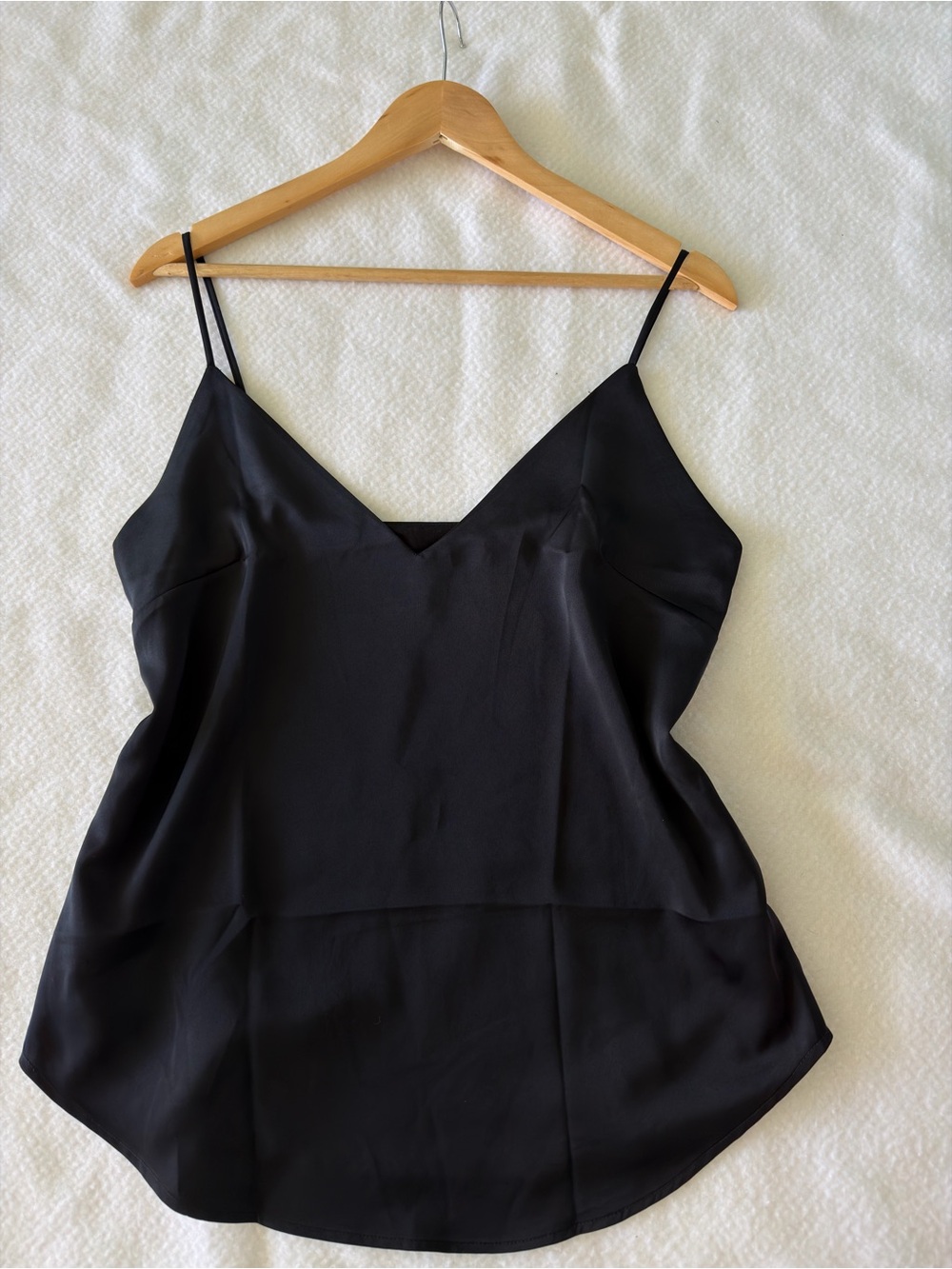 Express Black Satin V-Neck Cami with Spaghetti Straps